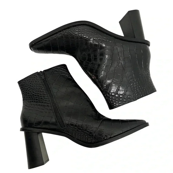 Gibson Latimer Vina Leather Croc Embossed
Square Toe Block Heel Ankle Boots 11 - Picture 5 of 11